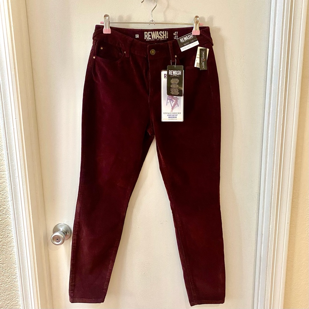 NWT Rewash burgundy corduroy slim fit pants